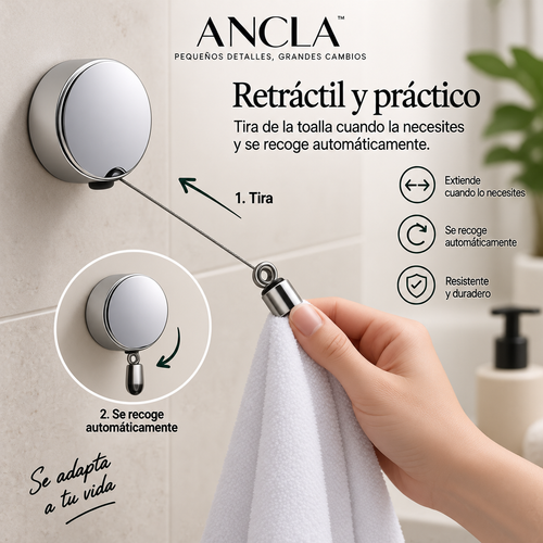 ANCLA™ — Toallero Retráctil Autoadhesivo