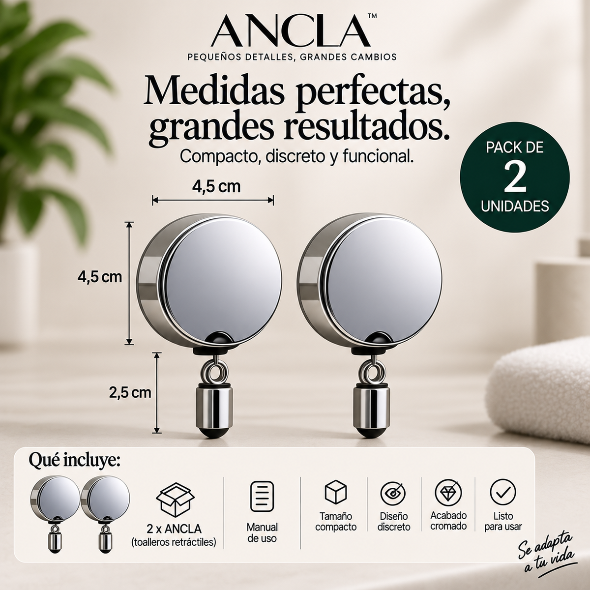 ANCLA™ — Toallero Retráctil Autoadhesivo